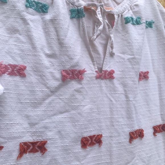 Lou & Grey For Loft Getaway Peasant Blouse White Women's Small 100% Cotton - Picture 6 of 7